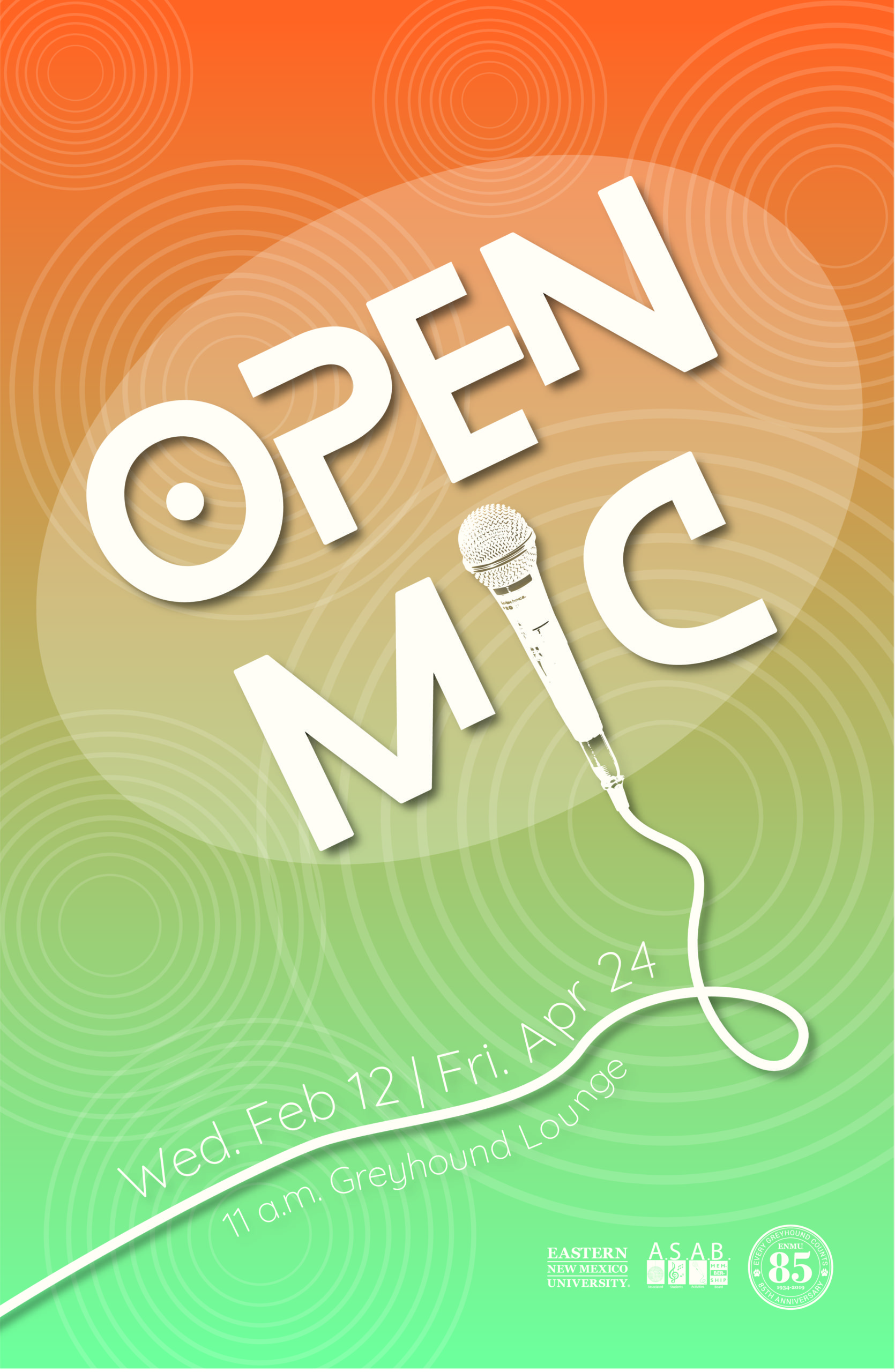Open Mic Event Flyer – Feb. 12 & Apr. 24 – HoundBytes
